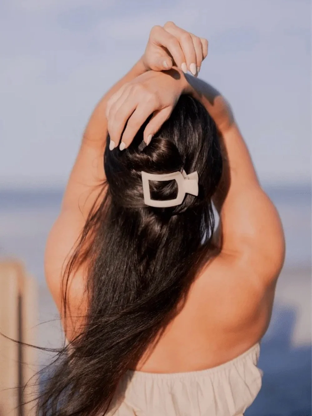 Teleties Almond Beige Medium Flat Square Hair Clip